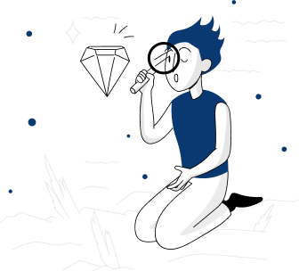 Persona viendo un diamante